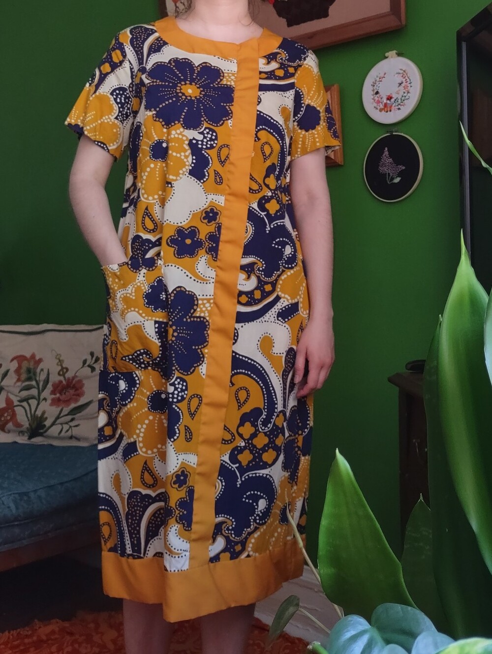 Vintage 60s Yellow Floral Dress
